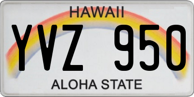 HI license plate YVZ950