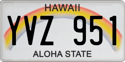 HI license plate YVZ951