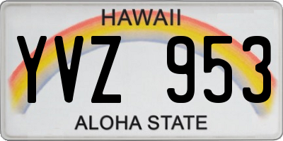 HI license plate YVZ953
