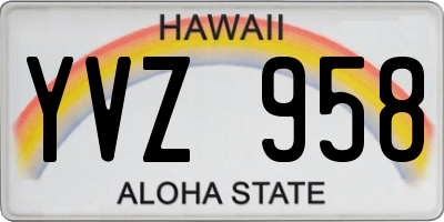 HI license plate YVZ958