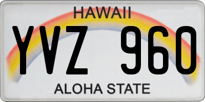 HI license plate YVZ960