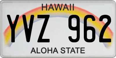 HI license plate YVZ962