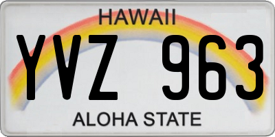 HI license plate YVZ963