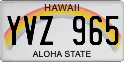 HI license plate YVZ965