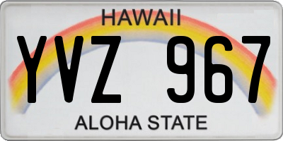 HI license plate YVZ967
