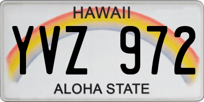 HI license plate YVZ972
