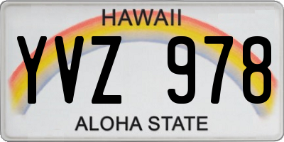 HI license plate YVZ978