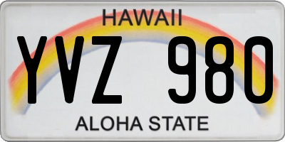 HI license plate YVZ980