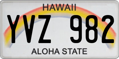 HI license plate YVZ982