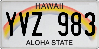 HI license plate YVZ983