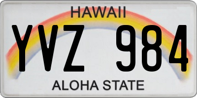 HI license plate YVZ984