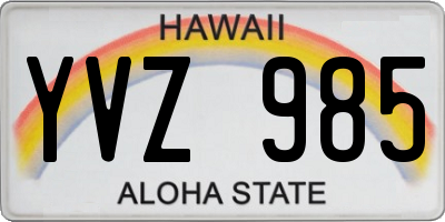 HI license plate YVZ985