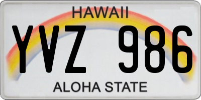 HI license plate YVZ986