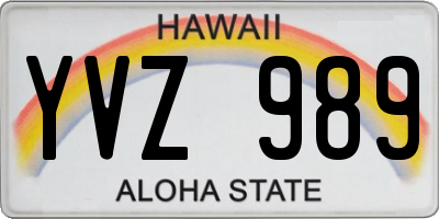 HI license plate YVZ989