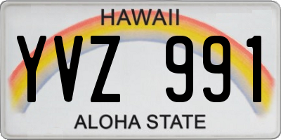 HI license plate YVZ991