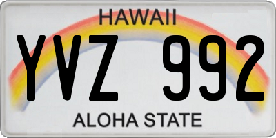 HI license plate YVZ992