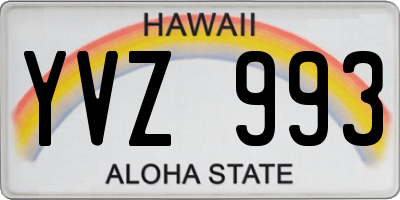 HI license plate YVZ993