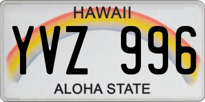 HI license plate YVZ996