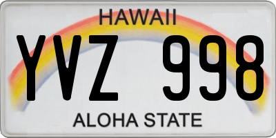 HI license plate YVZ998