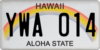 HI license plate YWA014