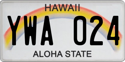 HI license plate YWA024