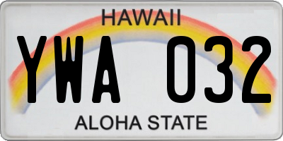 HI license plate YWA032
