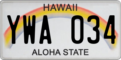 HI license plate YWA034