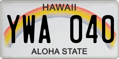 HI license plate YWA040