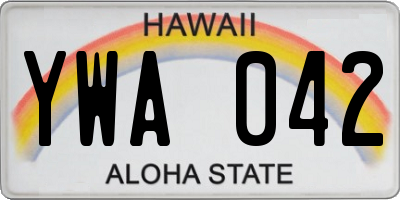 HI license plate YWA042