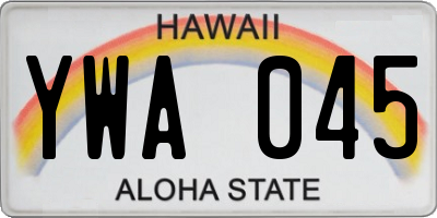 HI license plate YWA045