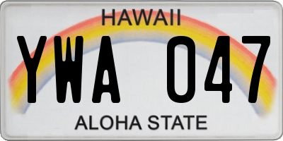 HI license plate YWA047