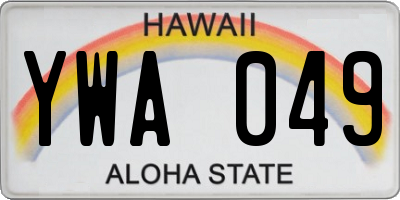 HI license plate YWA049