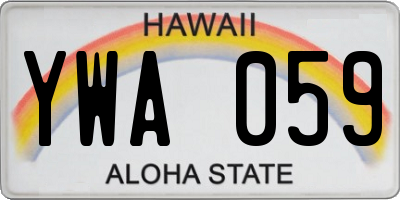 HI license plate YWA059