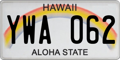 HI license plate YWA062