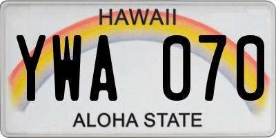 HI license plate YWA070