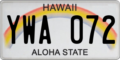 HI license plate YWA072