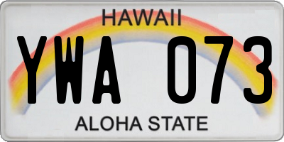 HI license plate YWA073