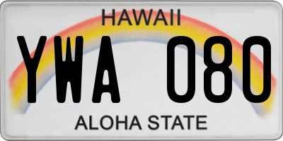 HI license plate YWA080