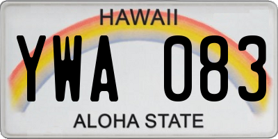 HI license plate YWA083