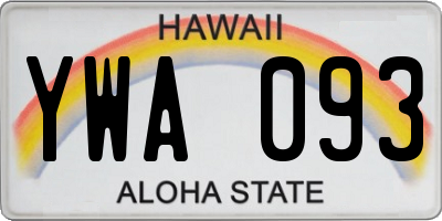 HI license plate YWA093