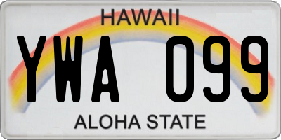 HI license plate YWA099