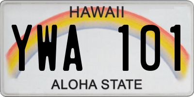 HI license plate YWA101
