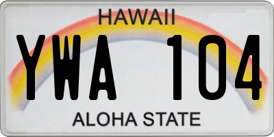 HI license plate YWA104