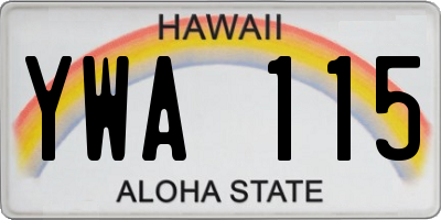 HI license plate YWA115