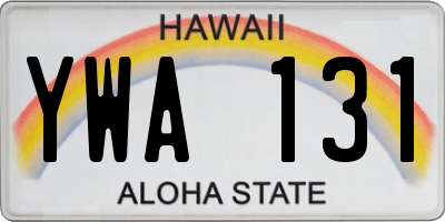 HI license plate YWA131