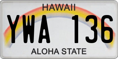 HI license plate YWA136