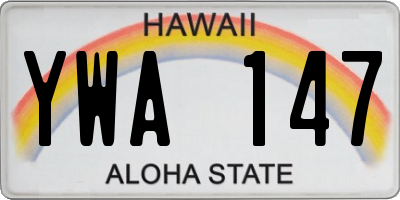 HI license plate YWA147