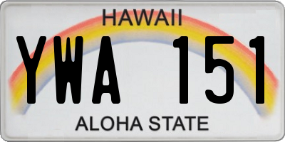 HI license plate YWA151