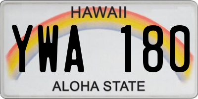 HI license plate YWA180