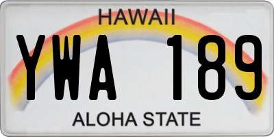 HI license plate YWA189